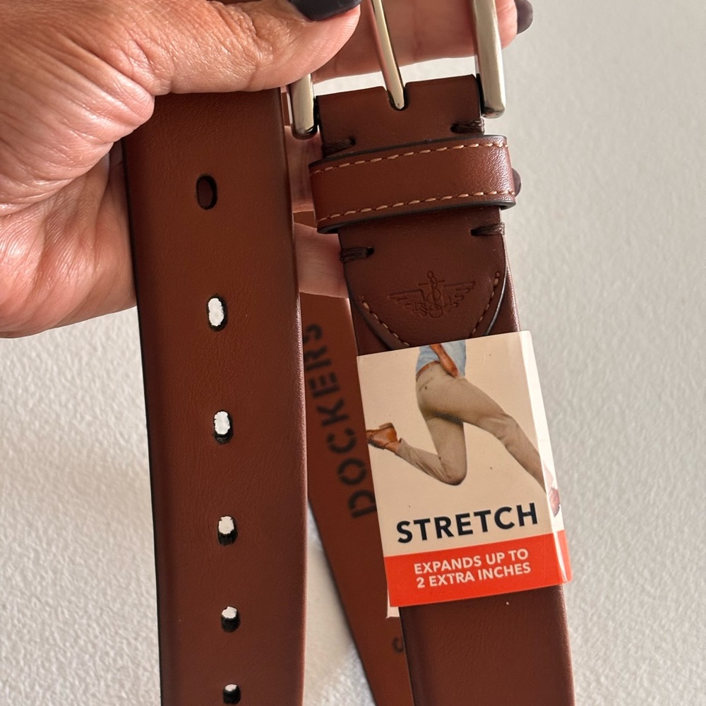 Dockers Brown Stretch Belt with Black Buckle
